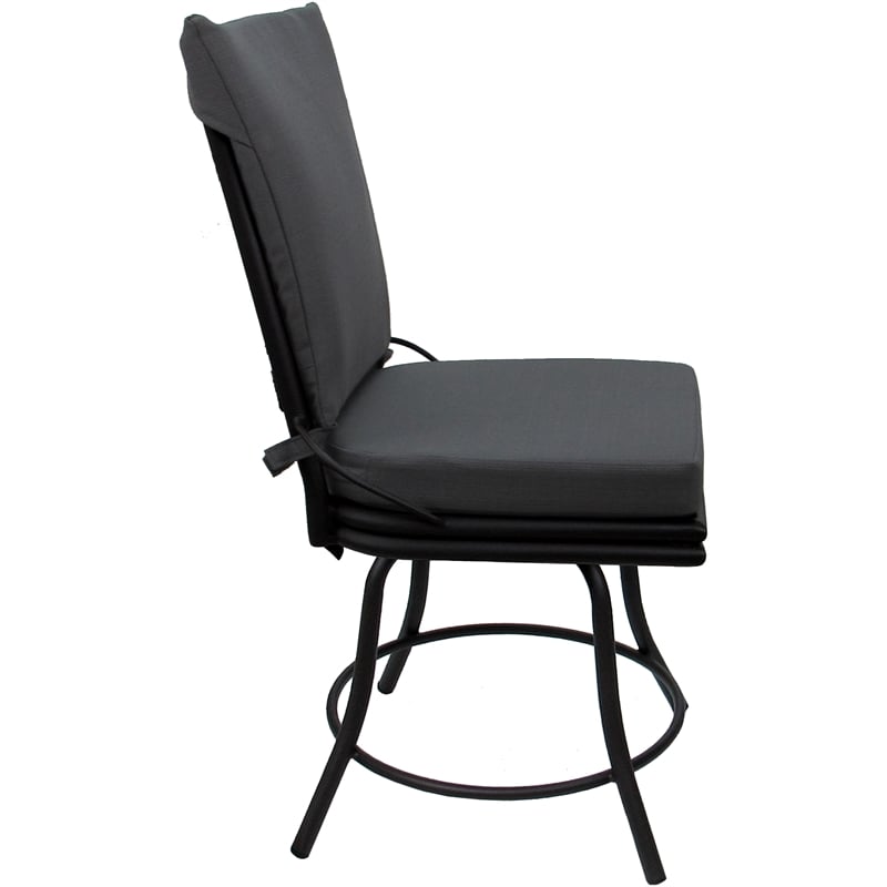 Outdoor/Indoor Patio Dining Chair - Ofir without Arms - Dark Gray Linen-Black
