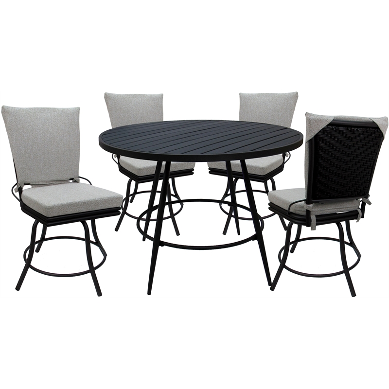 Outdoor Indoor Patio Dining Set - Ofir without Arms - White Linen - Black