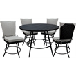 Outdoor Indoor Patio Dining Set - Ofir without Arms - White Linen - Black