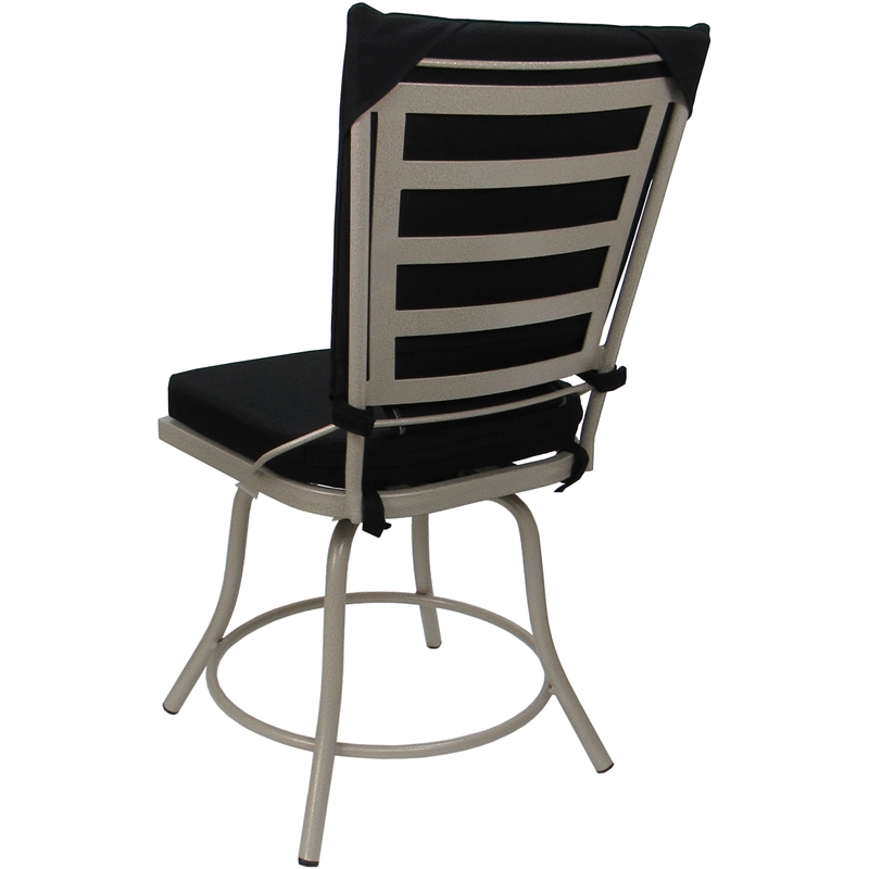 Outdoor or Indoor Patio Dining Chair - Jamey without Arms - Black Fabric - Beige
