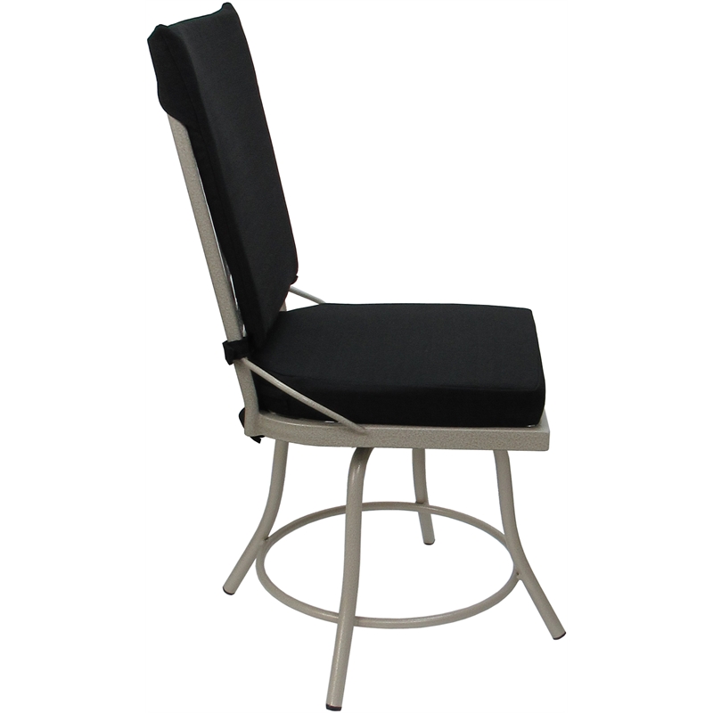 Outdoor or Indoor Patio Dining Chair - Jamey without Arms - Black Fabric - Beige