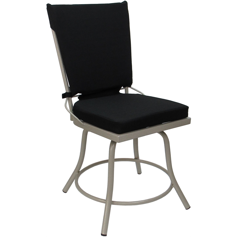 Outdoor or Indoor Patio Dining Chair - Jamey without Arms - Black Fabric - Beige