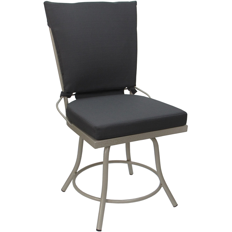 Outdoor or Indoor Patio Dining Chair - Jamey Armless - Dark Gray Fabric - Beige