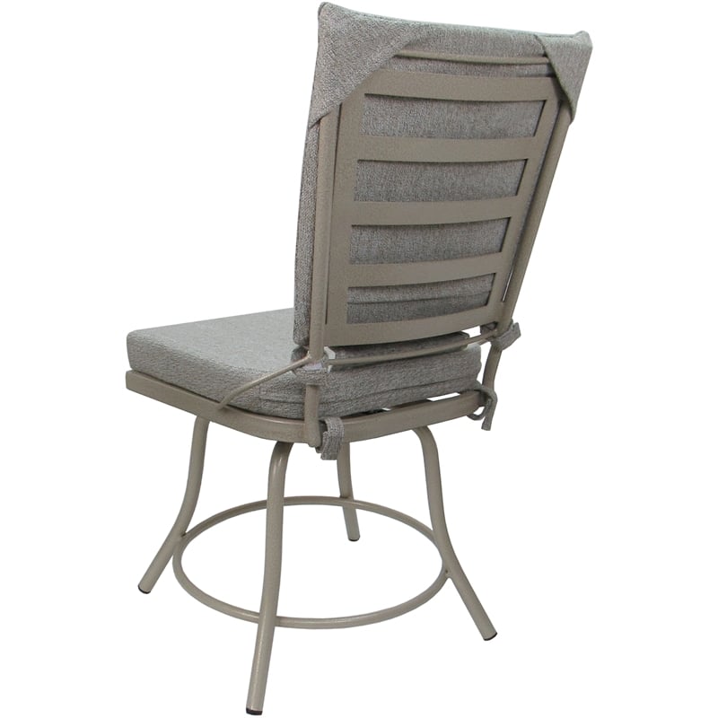 Outdoor or Indoor Patio Dining Chair - Jamey without Arms - White Fabric - Beige