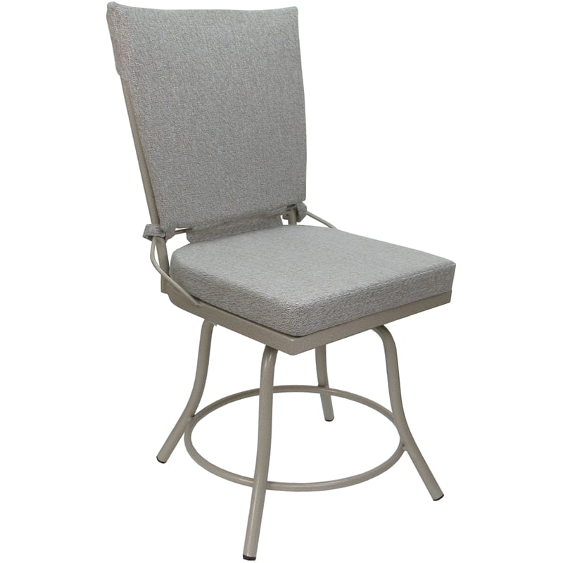 Outdoor or Indoor Patio Dining Chair - Jamey without Arms - White Fabric - Beige