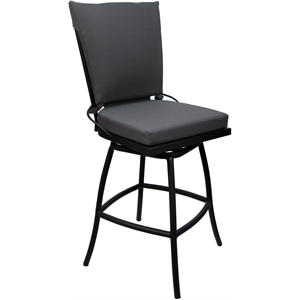 Outdoor or Indoor Counter 26&quot Bar Stool Jamey Armless - Dark Gray Fabric - Black