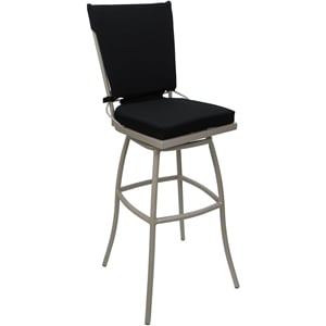 Outdoor or Indoor Bar Stool 30&quot Seat- Jamey Armless - Black Fabric - Beige