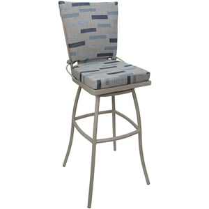 Outdoor or Indoor Bar Stool 30&quot Seat - Jamey Armless - Blue Beige Fabric - Beige