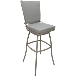 Outdoor or Indoor Metal Bar Stool 30&quot Seat -Jamey Armless - White Fabric - Beige
