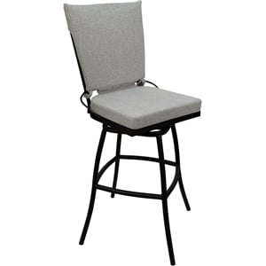 Outdoor or Indoor Bar Stool 30&quot Seat - Jamey Armless - White Fabric - Black