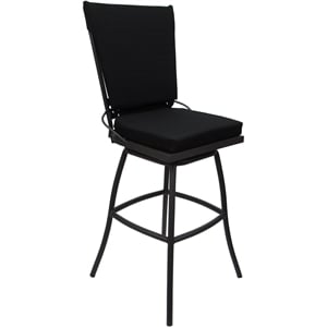 Outdoor or Indoor Bar Stool 30&quot Seat - Jamey Armless - Black Fabric - Gray