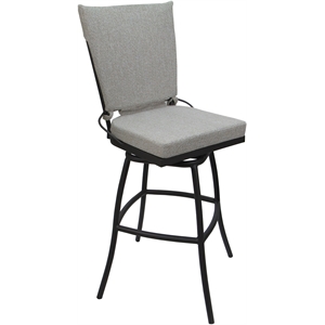Outdoor or Indoor Metal Bar Stool 30&quot Seat - Jamey Armless - White Fabric - Gray