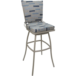 Outdoor or Indoor Extra Tall 34&quot Bar Stool Jamey Armless Blue Beige Fabric Beige