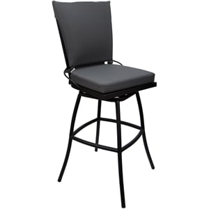 Outdoor or Indoor Extra Tall 34&quot Bar Stool Jamey Armless Dark Gray Fabric -Black