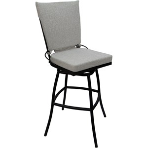 Outdoor or Indoor Extra Tall 34&quot Bar Stool -Jamey Armless - White Fabric - Black