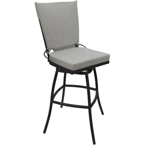 Outdoor or Indoor Extra Tall 34&quot Bar Stool - Jamey Armless - White Fabric - Gray
