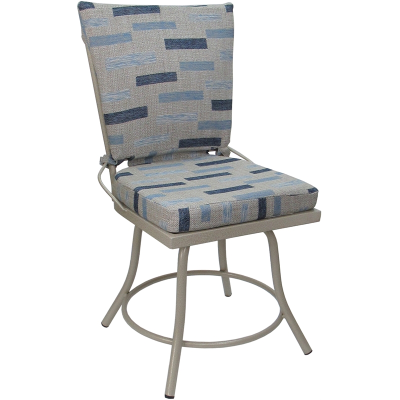 Outdoor or Indoor Patio Dining Set - Jamey Armless - Blue Beige Fabric - Beige
