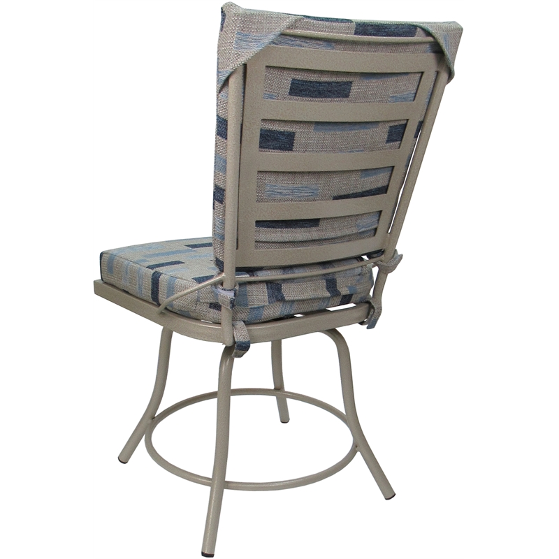 Outdoor or Indoor Patio Dining Set - Jamey Armless - Blue Beige Fabric - Beige