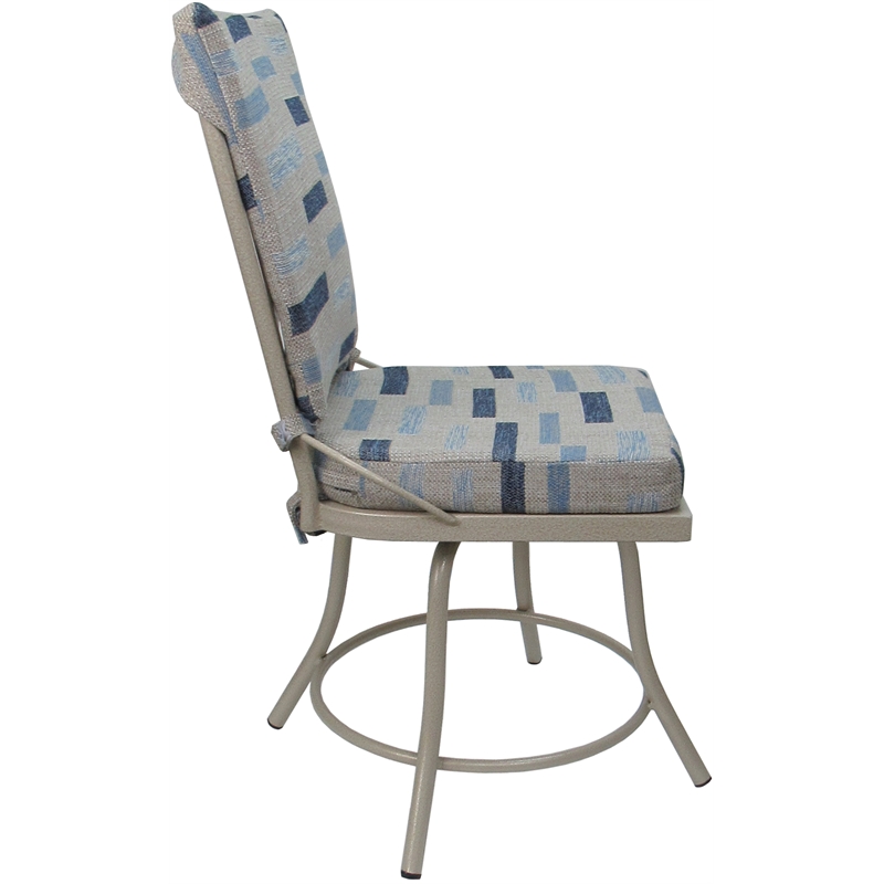 Outdoor or Indoor Patio Dining Set - Jamey Armless - Blue Beige Fabric - Beige