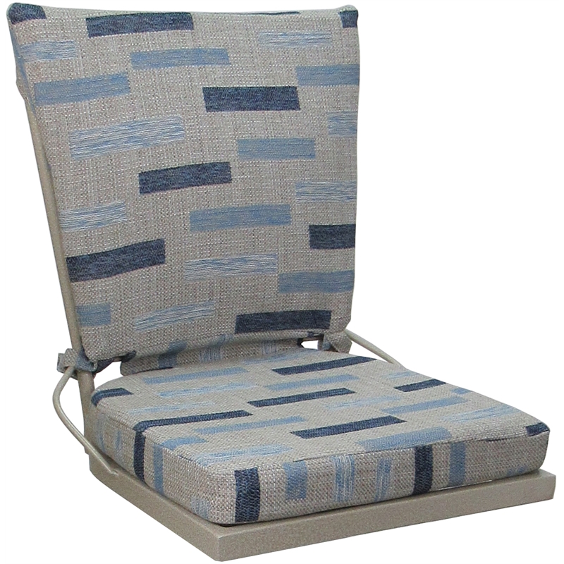 Outdoor or Indoor Patio Dining Set - Jamey Armless - Blue Beige Fabric - Beige