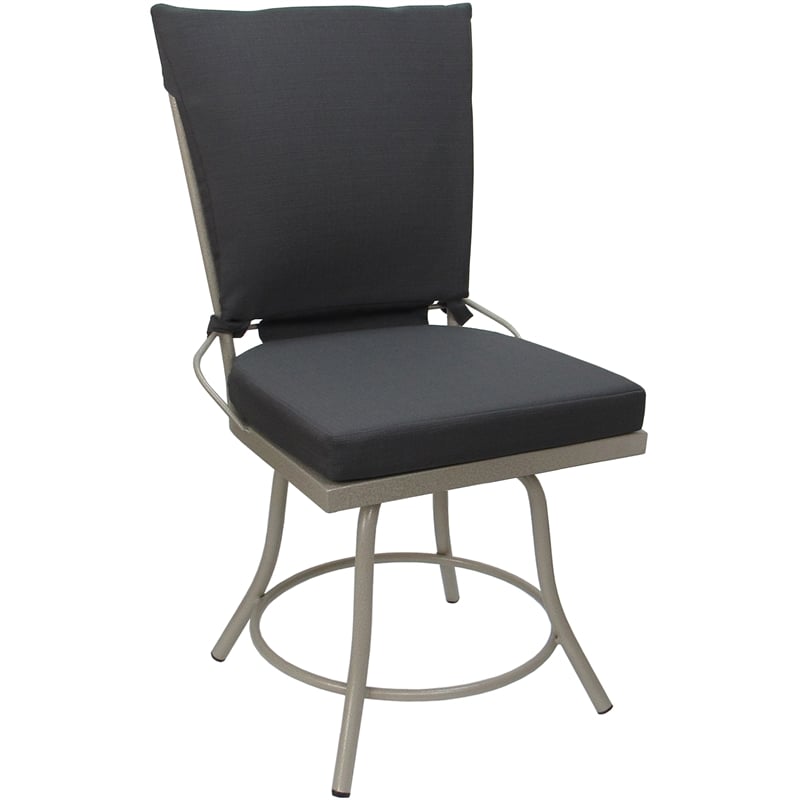 Outdoor or Indoor Patio Dining Set - Jamey Armless - Dark Gray Fabric - Beige