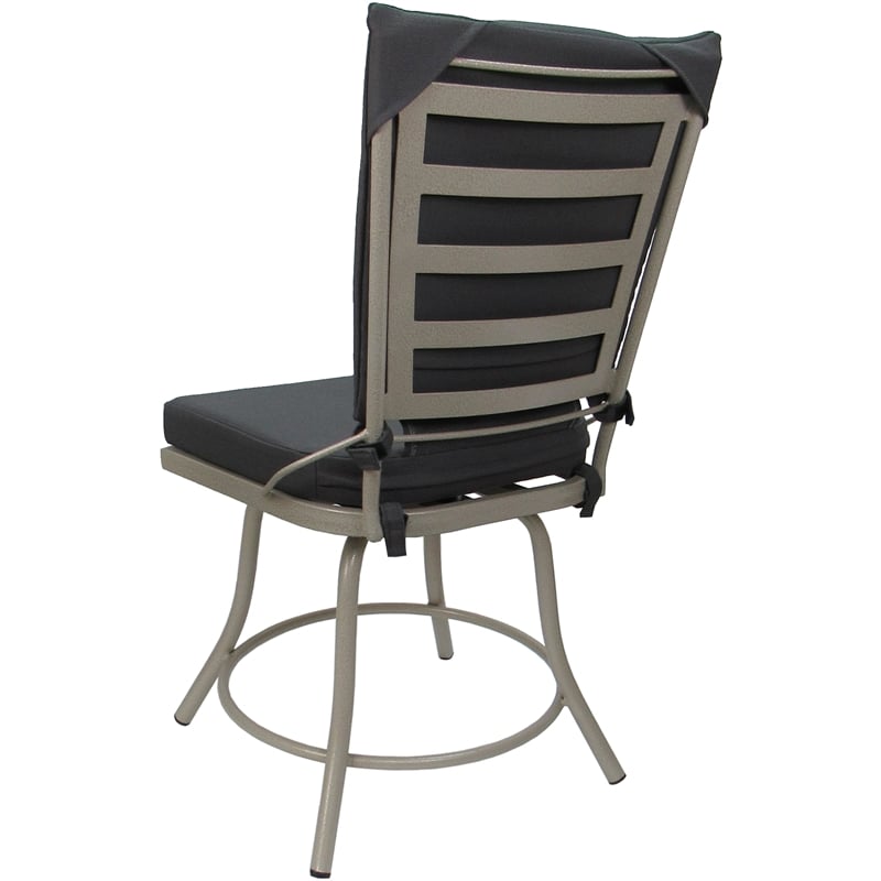 Outdoor or Indoor Patio Dining Set - Jamey Armless - Dark Gray Fabric - Beige