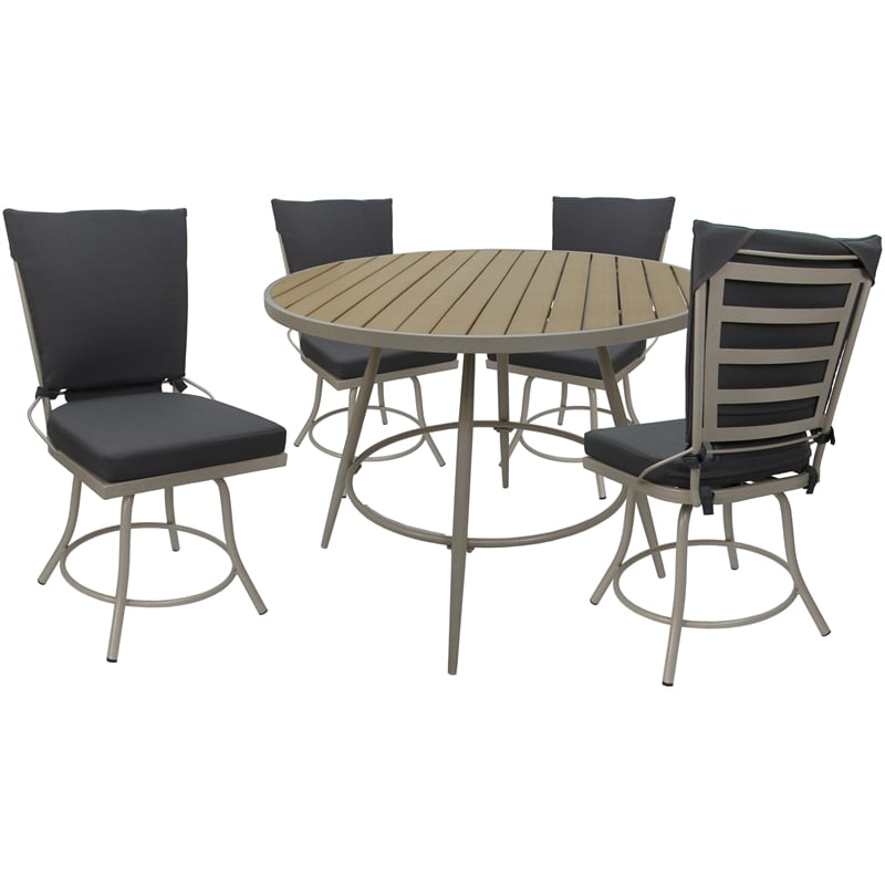 Outdoor or Indoor Patio Dining Set - Jamey Armless - Dark Gray Fabric - Beige