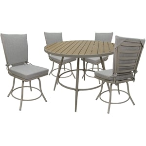 Outdoor or Indoor Patio Dining Set - Jamey Armless - White Fabric - Beige