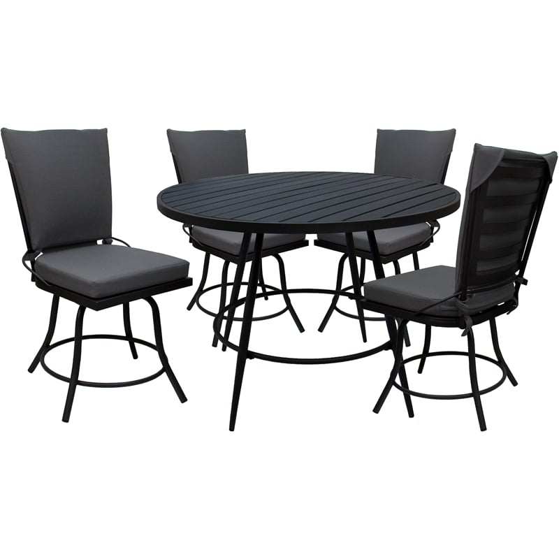 Outdoor or Indoor Patio Dining Set - Jamey without Arms - Dark Gray - Black