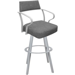 Carolina Swivel Bar Height 30&quot Metal WB Stool - Mojave Gray - White