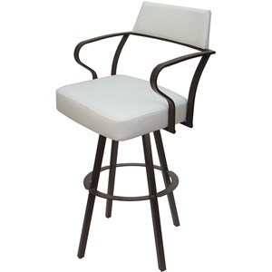 Carolina Swivel Counter 26&quot Metal WB Stool - White Vinyl - Brown
