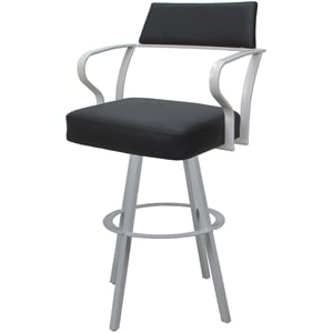 Carolina Swivel Bar Height 30&quot Metal WB Stool - Gray Vinyl - White