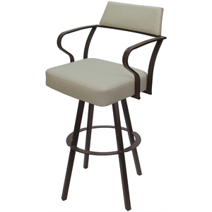 Carolina Swivel Extra Tall 34&quot Metal WB Stool - Ocean Beige Vinyl - Brown