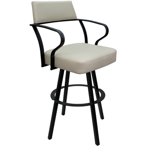 Carolina Swivel Extra Tall 34&quot Metal WB Stool - Ocean Beige Vinyl - Black