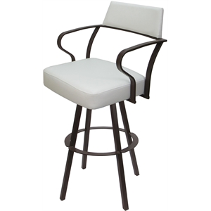 Carolina Swivel Extra Tall 34&quot Metal WB Stool - White Vinyl - Brown