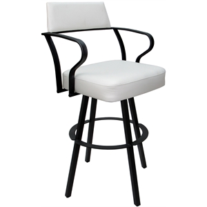 Carolina Swivel Extra Tall 34&quot Metal WB Stool - White Vinyl - Black