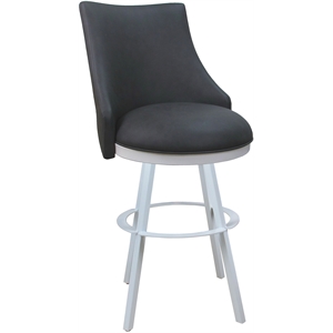 Melisima Swivel Extra Tall 34&quot Metal Bar Stool WB - Gray Vinyl - White