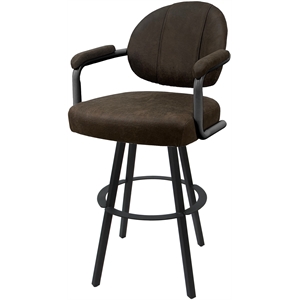 Swivel Counter Metal Stool 26&quot seat - M-70 WB - Whiskey Brown Fabric - Gray