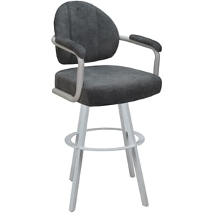Swivel Counter Metal Bar Stool 26&quot - M-70 WB - Outlier Charcoal - White