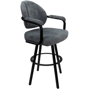 Swivel Metal Bar Stool 30&quot seat - M-70 WB - Outlier Charcoal Fabric - Black
