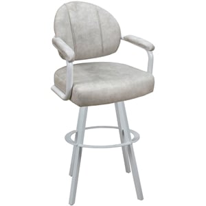 Swivel Metal Bar Stool 30&quot seat - M-70 WB -Outlier Stucco Cream Fabric - White