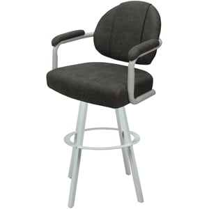 Swivel Metal Bar Stool 30&quot seat - M-70 WB - NW Elk Dark Gray Fabric - White