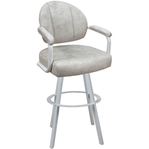 Swivel Extra Tall Metal 34&quot Stool - M-70 WB - Stucco Cream Fabric - White