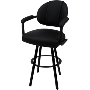 Swivel Metal Counter Stool 26&quot seat - M-70 WB - Black Vinyl - Black