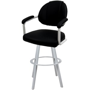 Swivel Metal Counter Stool 26&quot - M-70 WB - Black Vinyl - White