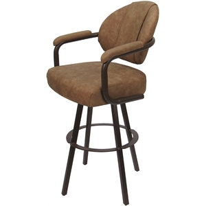 Swivel Metal Counter Stool 26&quot - M-70 WB - Pecan Brown Vinyl - Brown