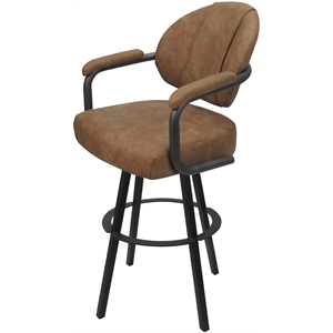 Swivel Metal Counter Stool 26&quot - M-70 WB - Pecan Brown Vinyl - Gray