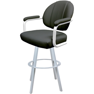 Swivel Metal Bar Stool 30&quot seat - M-70 WB - Gray Vinyl - White