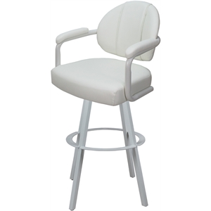 Swivel Metal Bar Stool 30&quot seat - M-70 WB - White Vinyl - White Base