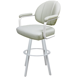 Swivel Metal Bar Stool 30&quot - M-70 WB - Ocean Beige Vinyl - White